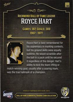 2013 Richmond Hall of Fame and Immortal Trading Card Collection #21 Royce Hart Back